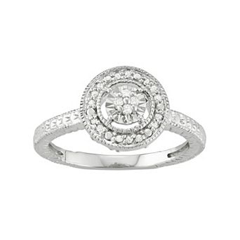 HDI Sterling Silver 1/10 Carat T.W. Diamond Halo Ring