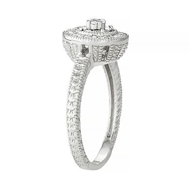 HDI Sterling Silver 1/10 Carat T.W. Diamond Halo Ring