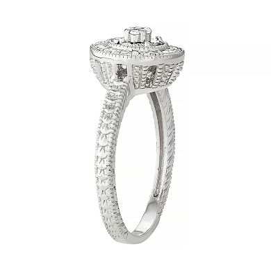 Sterling Silver 1/10 Carat T.W. Diamond Halo Ring