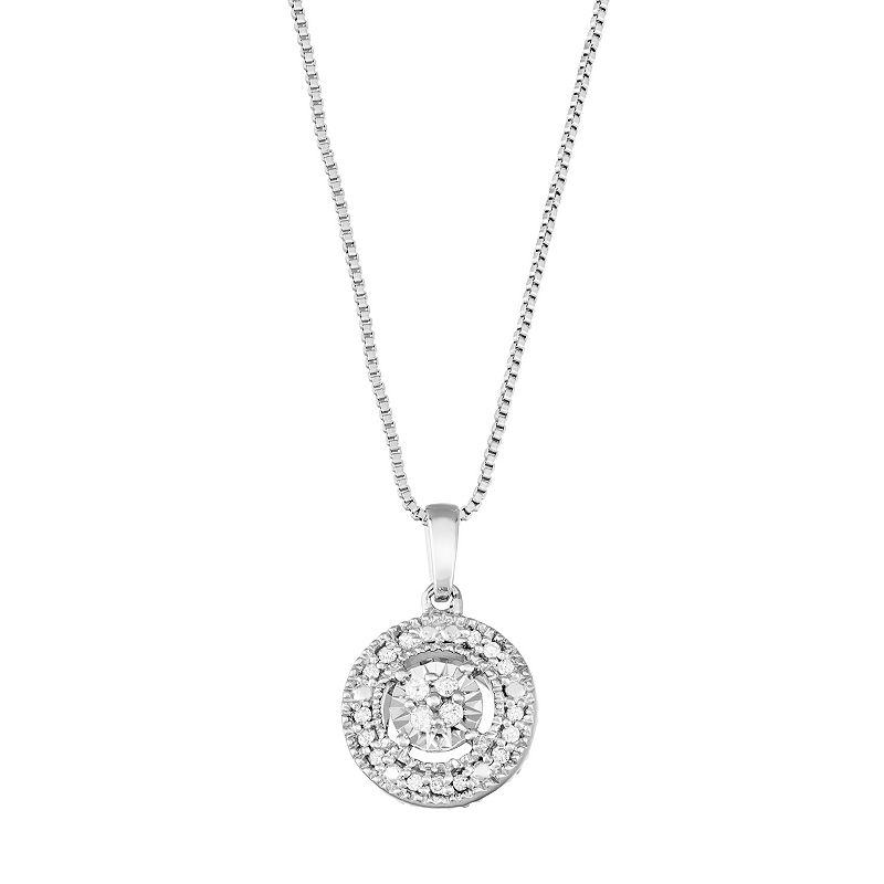 Sterling Silver 1/10 Carat T.W. Diamond Circle Pendant, Womens, White