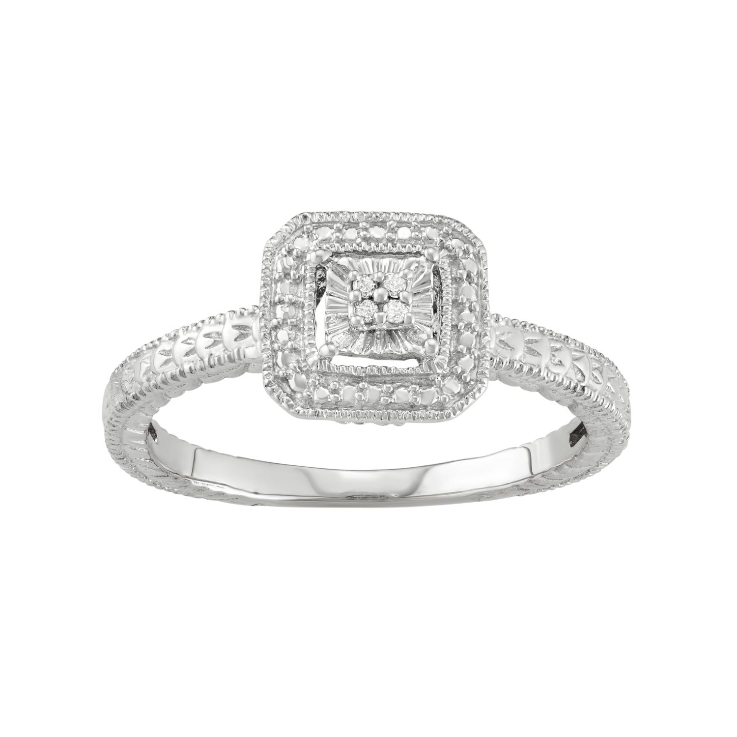 Image for HDI Sterling Silver Diamond Accent Square Halo Ring at Kohl's.