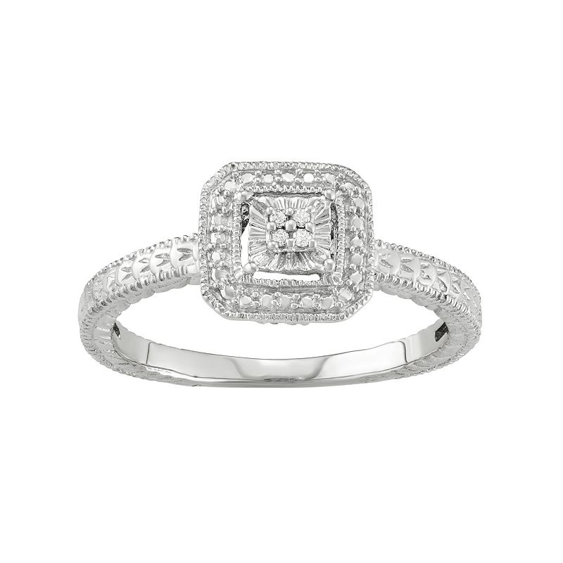 Sterling Silver Diamond Accent Square Halo Ring, Womens, Size: 8, White - 27645585 - Jewelry Adorned with round-cut diamonds, this sterling sil sku 27645585