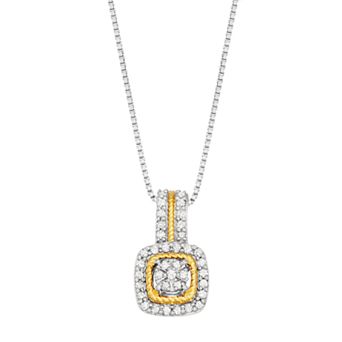 HDI Sterling Silver 1/5 Carat T.W. Diamond Square Pendant