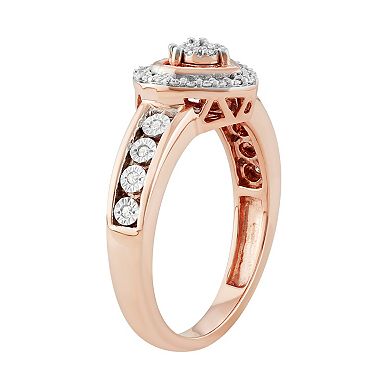 14k Rose Gold Over Silver 1/5 Carat T.W. Diamond Heart Ring