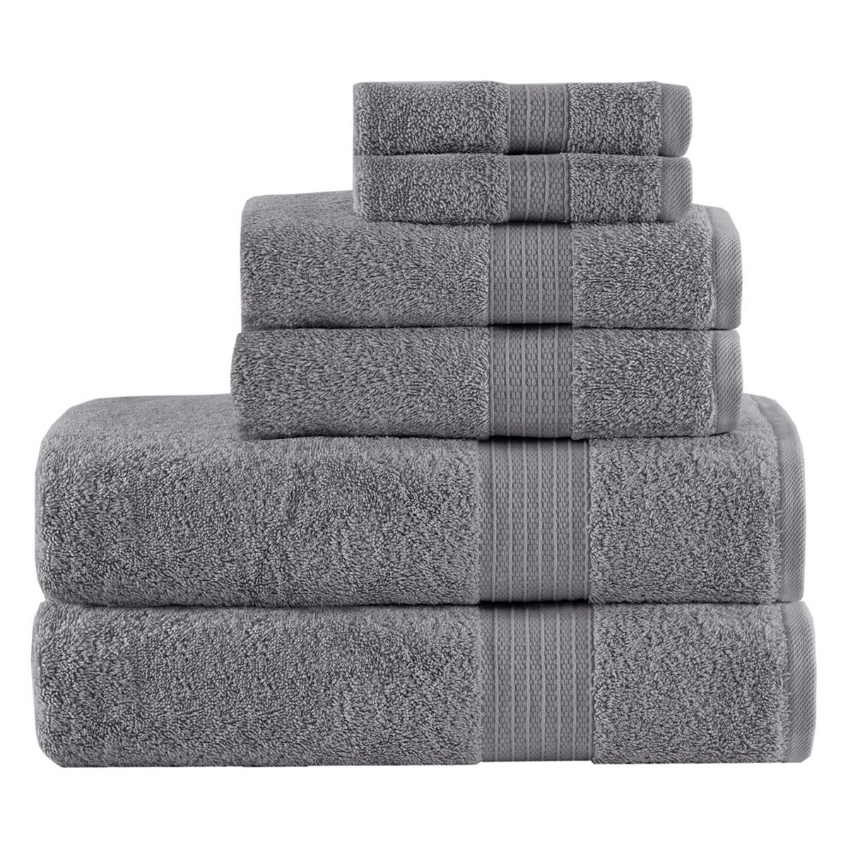 Madison Park 100% Organic Cotton 6-piece Bath Towel Set - Charcoal