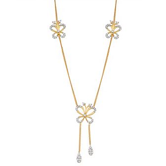 HDI 14k Gold Over Silver 3/8 Carat T.W. Diamond Butterfly Y Necklace