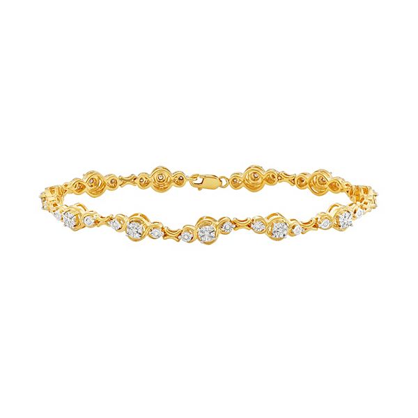 14k Gold Over Silver 1/2 Carat T.W. Diamond Bracelet