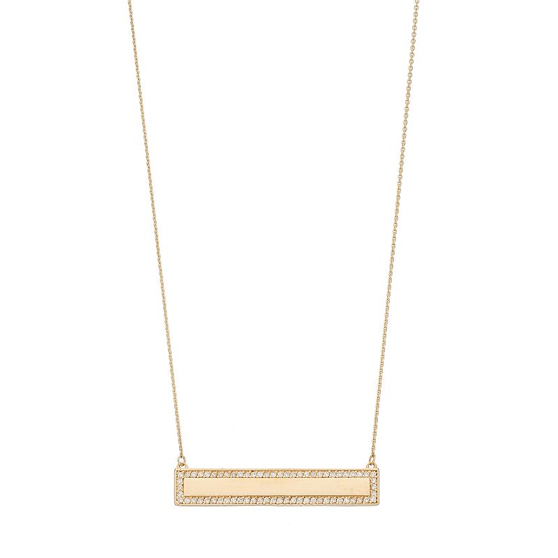 14k Gold 1/3 Carat T.W. Diamond Bar Link Necklace, Womens, Size: 16, Wh