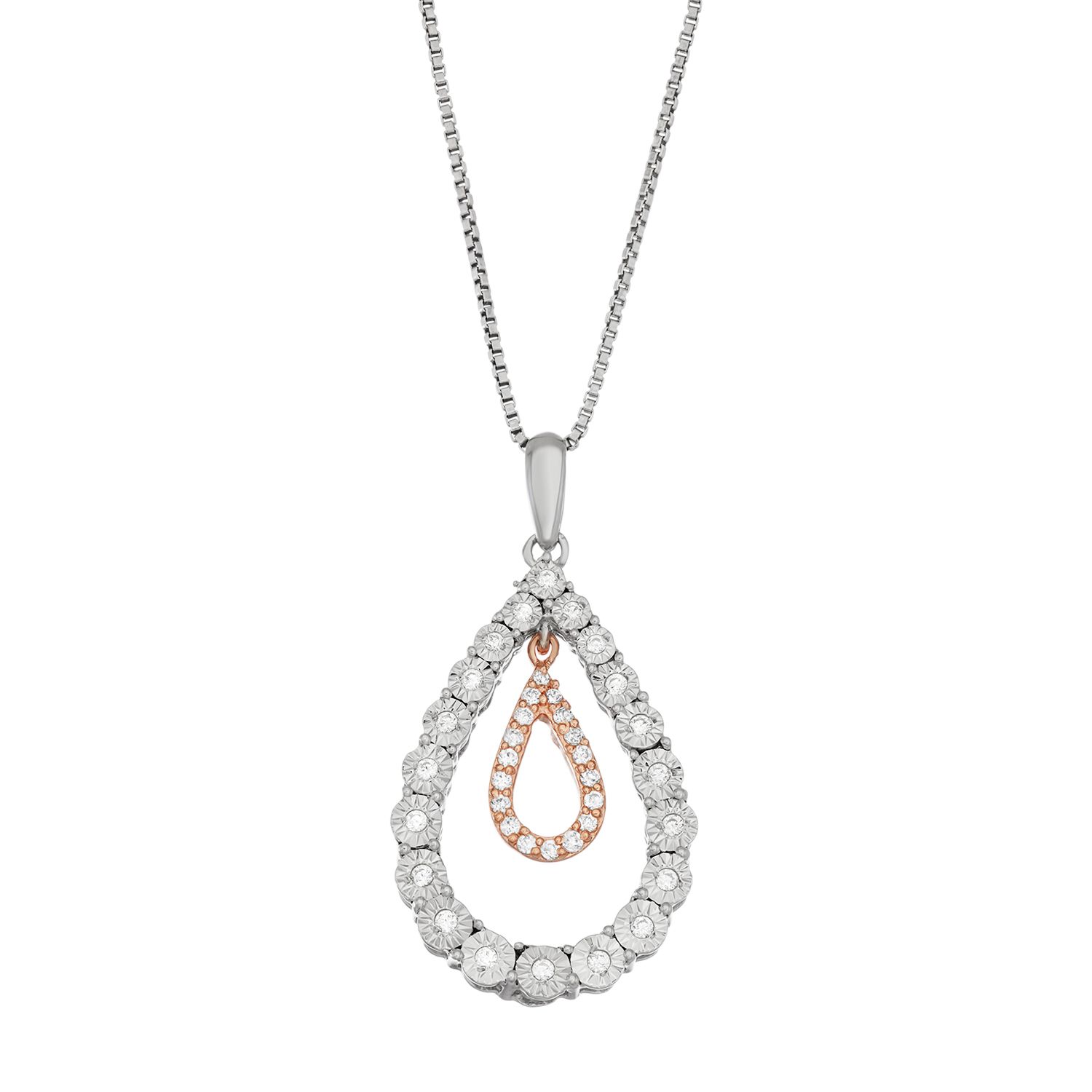 Image for HDI Two Tone Sterling Silver 1/5 Carat T.W. Diamond Double Teardrop Pendant at Kohl's.