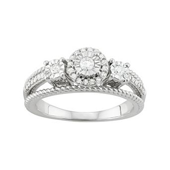 HDI Sterling Silver 1/4 Carat T.W. Diamond 3-Stone Engagement Ring