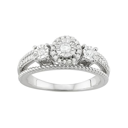 Sterling Silver 1/4 Carat T.W. Diamond 3-Stone Engagement Ring