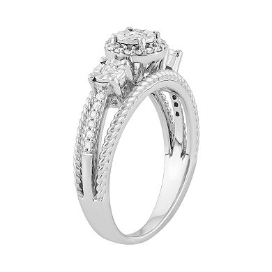 Sterling Silver 1/4 Carat T.W. Diamond 3-Stone Engagement Ring