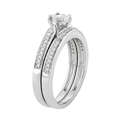 Sterling Silver 1/4 Carat T.W. Diamond Engagement Ring Set