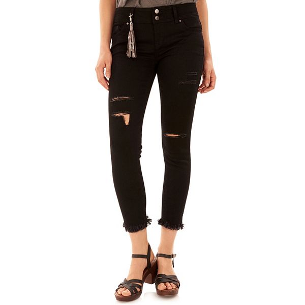 Juniors' WallFlower Luscious Ripped Curvy Ankle Jeans