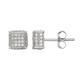 HDI Sterling Silver 1/2 Carat T.W. Diamond Square Stud Earrings