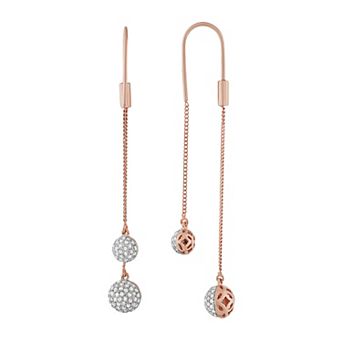 HDI 14k Rose Gold Over Silver 3/4 Carat T.W. Diamond Front Back Threader Earrings