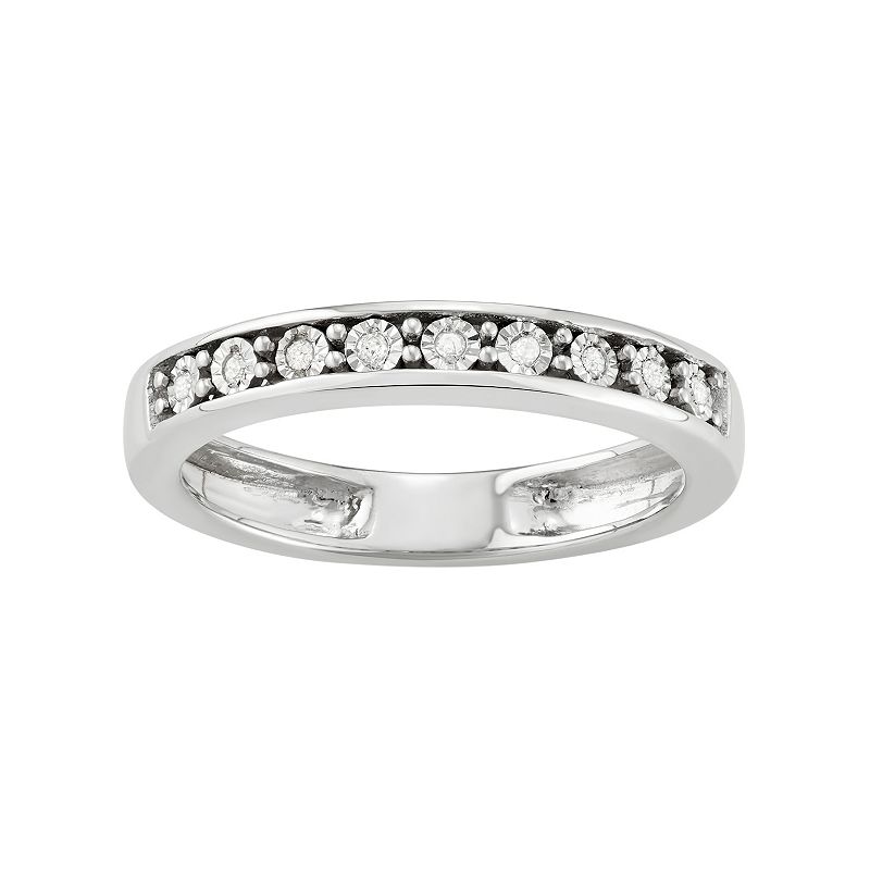 Sterling Silver Diamond Accent Ring, Womens, Size: 8, White - 50210396 - Jewelry Lined with round-cut diamonds, this sterling silve sku 50210396
