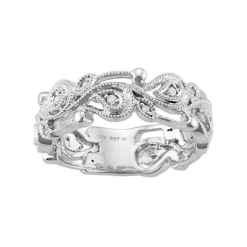 Sterling Silver 1/10 Carat T.W. Diamond Paisley Ring, Womens, Size: 5, Whi