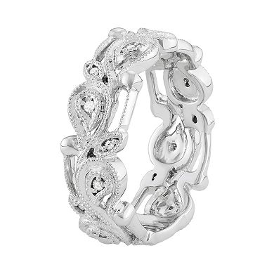 Sterling Silver 1/10 Carat T.W. Diamond Paisley Ring
