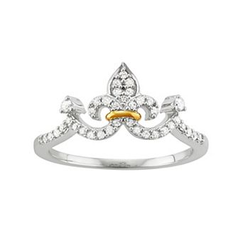 HDI Two Tone Sterling Silver 1/5 Carat T.W. Diamond Crown Ring