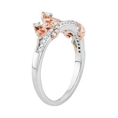 HDI Two Tone Sterling Silver 1/5 Carat T.W. Diamond Crown Ring