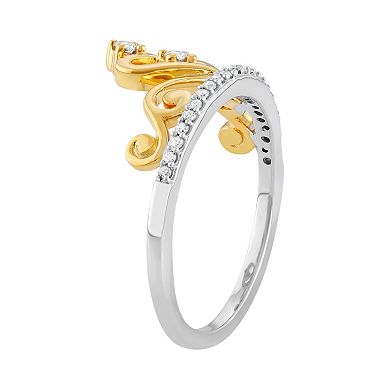 HDI Two Tone Sterling Silver 1/6 Carat T.W. Diamond Crown Ring