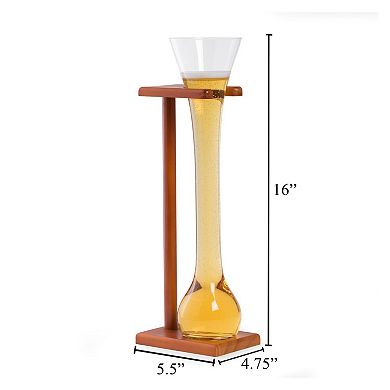 Bey-Berk Half Yard Glass With Wooden Stand 24Oz.