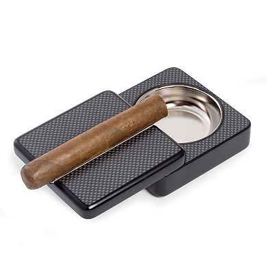 Bey-Berk Design Carbon Fiber Single Cigar Ashtray