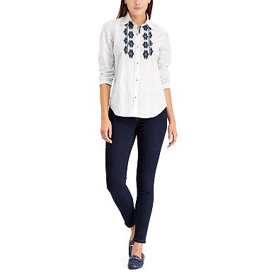 Women's Chaps Embroidered Button-Down Shirt 