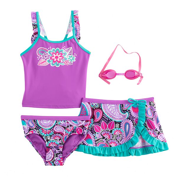 Girls 4-6x ZeroXposur Paisley Tankini Top, Bottoms & Skirt Swimsuit Set