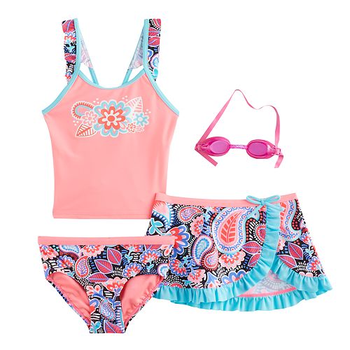 Girls 4-6x ZeroXposur Paisley Tankini Top, Bottoms & Skirt Swimsuit Set