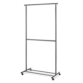 Whitmor 2-Rod Rolling Clothes Garment Rack