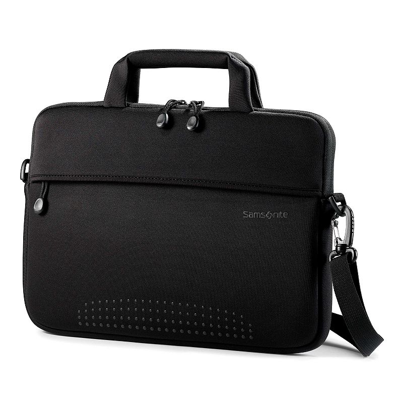 Samsonite Aramon 13-in. MacBook Shuttle, Black Keep your MacBook safe on the go the with this handy Samsonite MacBook Shuttle.Front zippered accessory pocket keeps items handyCheckpoint-friendly sleeves allow laptop to remain protected through airport securityConvenient, removable shoulder strapFits a 13-in. MacBook13.25 H x 9.25 W x 1 D Weight: 0.7 lbs.PolyesterZipper closureManufacturer's 3-year limited warrantyFor warranty information please click hereModel no. 43327-1041 WARNING: This product can expose you to chemicals including Di(2-ethylhexyl)phthalate (DEHP), which is known to the State of California to cause cancer and birth defectsor other reproductive harm. For more information go to www.P65warnings.ca.gov. Size: One Size. Color: Black. Gender: unisex. Age Group: adult.