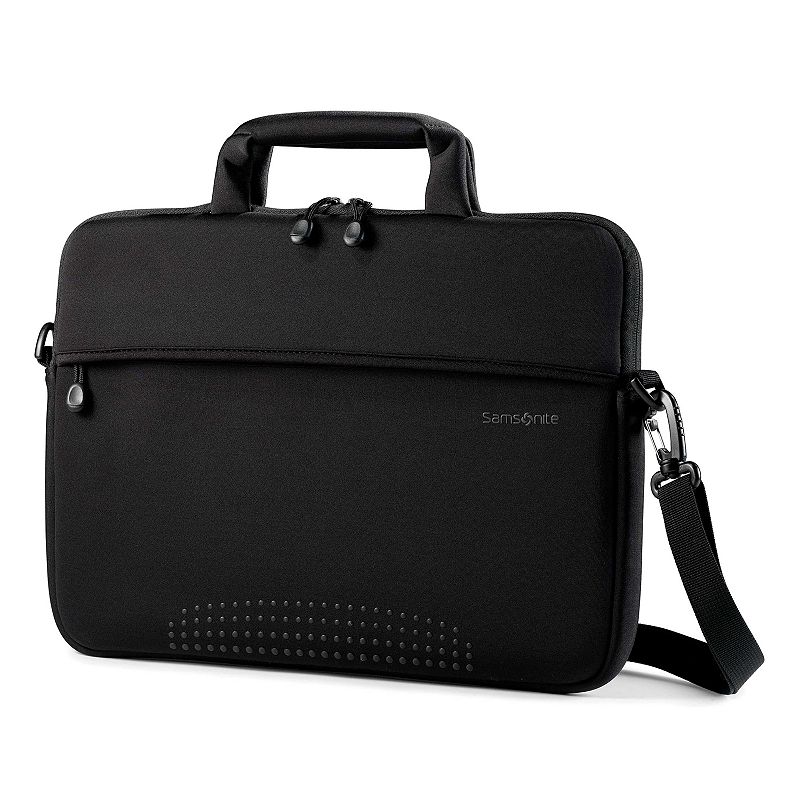 Samsonite Aramon 14-in. Laptop Shuttle, Black Conveniently protect your laptop when you travel with this Samsonite laptop shuttle.Front zippered accessory pocket keeps items handyCheckpoint-friendly sleeves allow laptop to remain protected through airport securityConvenient, removable shoulder strapFits a 14-in. laptop14.5 H x 10.5 W x 1 D Weight: 0.84 lbs.PolyesterZipper closureManufacturer's 3-year limited warrantyFor warranty information please click hereModel no. 43331-1041 WARNING: This product can expose you to chemicals including Di(2-ethylhexyl)phthalate (DEHP), which is known to the State of California to cause cancer and birth defectsor other reproductive harm. For more information go to www.P65warnings.ca.gov. Size: One Size. Color: Black. Gender: unisex. Age Group: adult.