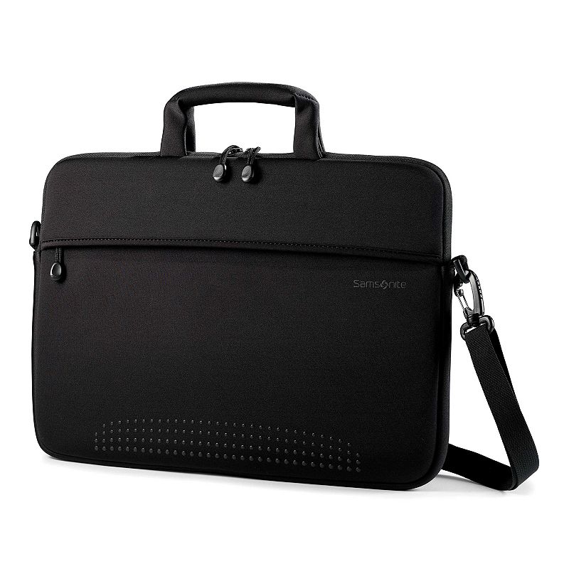 Samsonite Aramon 15.6-in. Laptop Shuttle, Black Conveniently protect your laptop when you travel with this Samsonite laptop shuttle.Front zippered accessory pocket keeps items handyCheckpoint-friendly sleeves allow laptop to remain protected through airport securityConvenient, removable shoulder strapFits a 15.6-in. laptop15.75 H x 10.75 W x 1 D Weight: 0.88 lbs.PolyesterZipper closureManufacturer's 3-year limited warrantyFor warranty information please click hereModel no. 43329-1041 WARNING: This product can expose you to chemicals including Di(2-ethylhexyl)phthalate (DEHP), which is known to the State of California to cause cancer and birth defectsor other reproductive harm. For more information go to www.P65warnings.ca.gov. Size: One Size. Color: Black. Gender: unisex. Age Group: adult.
