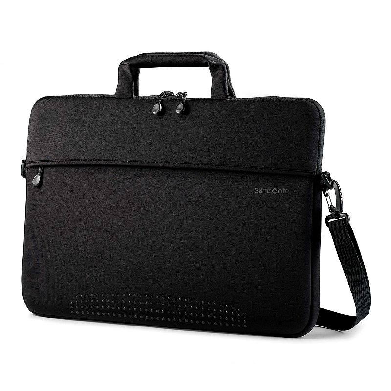 Samsonite Aramon 17-in. Laptop Shuttle, Black Avoid damaging your laptop when you travel with this handy Samsonite laptop shuttle.Front zippered accessory pocket keeps items handyCheckpoint-friendly sleeves allow laptop to remain protected through airport securityConvenient, removable shoulder strapFits a 17-in. laptop17.25 H x 12.125 W x 1 D Weight: 1.05 lbs.PolyesterZipper closureManufacturer's 3-year limited warrantyFor warranty information please click hereModel no. 43330-1041 WARNING: This product can expose you to chemicals including Di(2-ethylhexyl)phthalate (DEHP), which is known to the State of California to cause cancer and birth defectsor other reproductive harm. For more information go to www.P65warnings.ca.gov. Size: One Size. Color: Black. Gender: unisex. Age Group: adult.