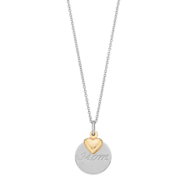 Sutton Mommy and Me Two-Tone Stainless Steel Heart Pendant Necklace