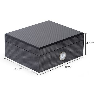 Bey-Berk 6 Piece Carbon Fiber Design Humidor Set.