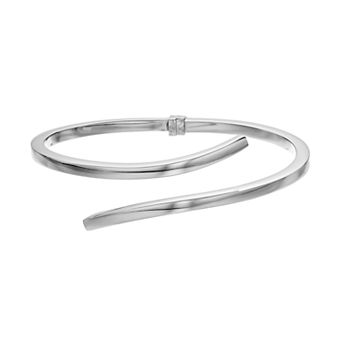 Argento Bella Sterling Silver Hinged Bypass Bangle Bracelet