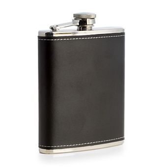 Bey-Berk 6-oz. Stainless Steel Leather Flask