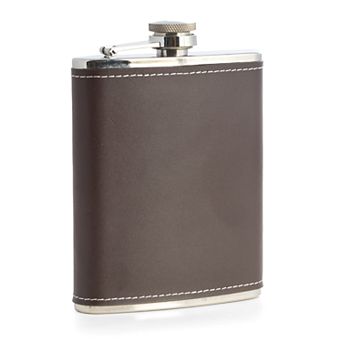 Bey-Berk 6-oz. Stainless Steel Leather Flask