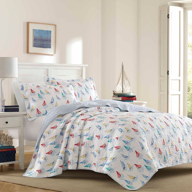 27680934 Laura Ashley Ahoy Quilt Set, Brt Blue, Full/Queen sku 27680934