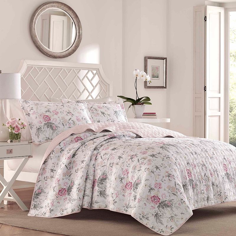 Laura Ashley Breezy Floral Quilt Set, Pink, King