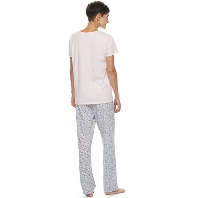 Women's Croft & Barrow® Pajamas: Knit Short Sleeve Sleep Top & Pants 2-Piece PJ Set