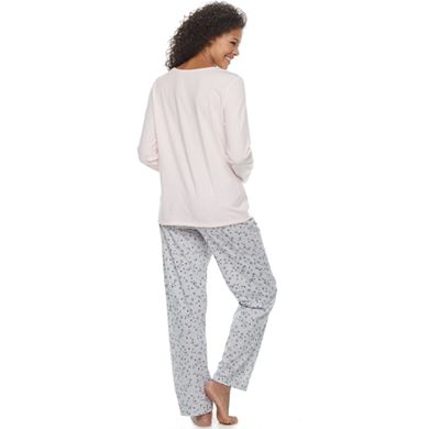 Women's Croft & Barrow® Pajamas: Knit Long Sleeve Sleep Top & Pants 2-Piece PJ Set