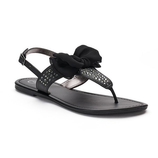 BCBGirls Caden Denim Bow Strap Slide Sandals