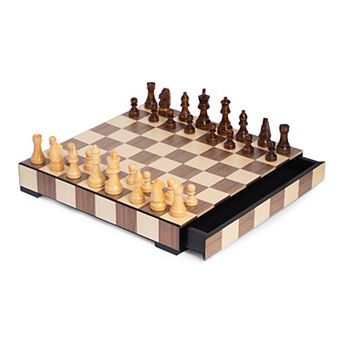 Bey-Berk Chess & Checkers Set with Storage Drawer