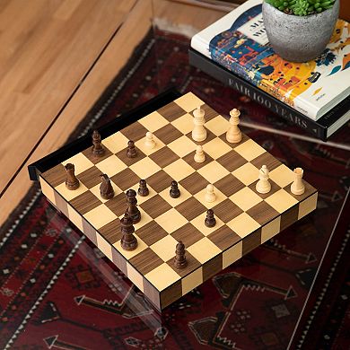 Mens Bey-Berk Chess & Checkers Set W Storage Drawer