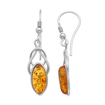 Sterling Silver Amber Drop Earrings