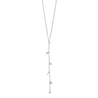 Argento Bella Sterling Silver Cubic Zirconia Shaky Y Necklace